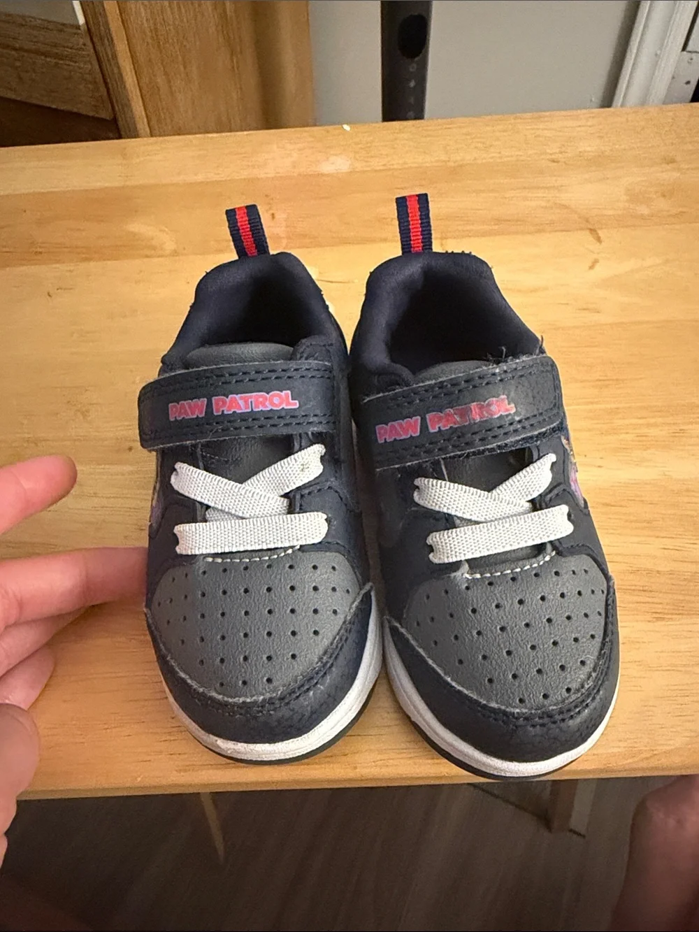 Paw Patrol Navy Sneakers with White Soles and Pink & Blue Paw Prints